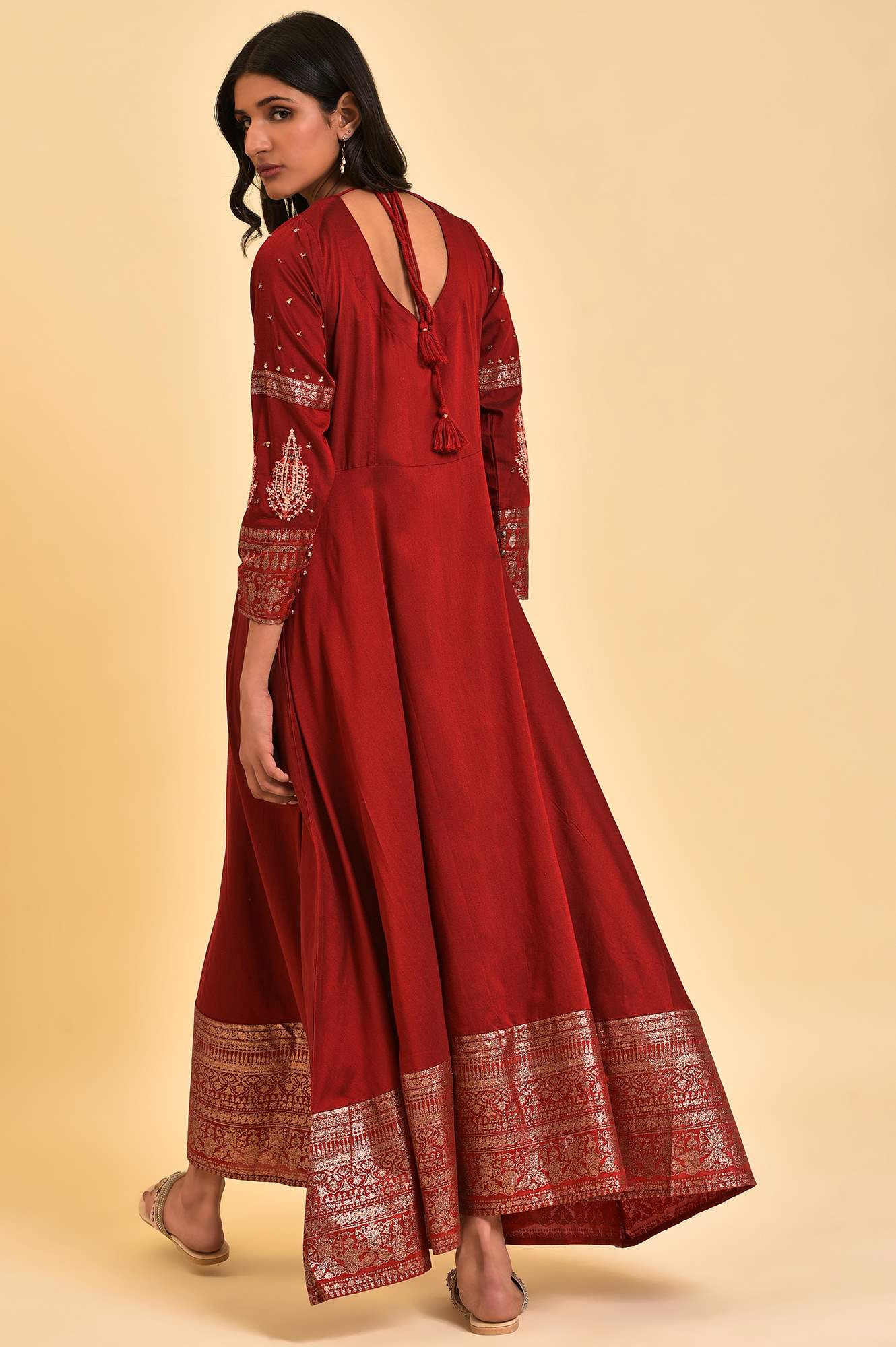 Maroon Embroidered Festive Gown