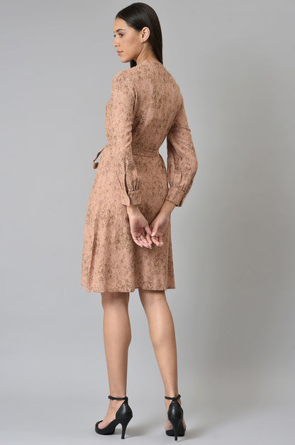 Blush Pink Cotton Textured Dress With Belt