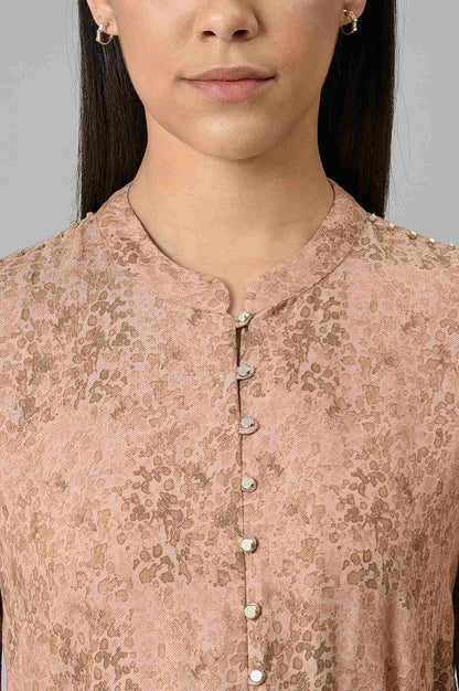 Blush Pink Cotton Textured Dress With Belt