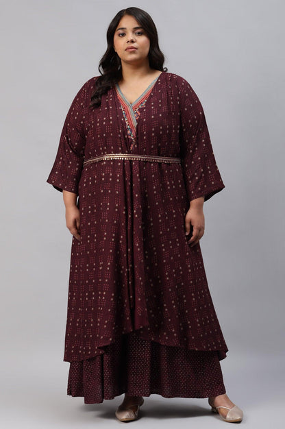 Plus Size Chocolate Brown Heavy Festive Gillet Kimono Jumpsuit - wforwoman