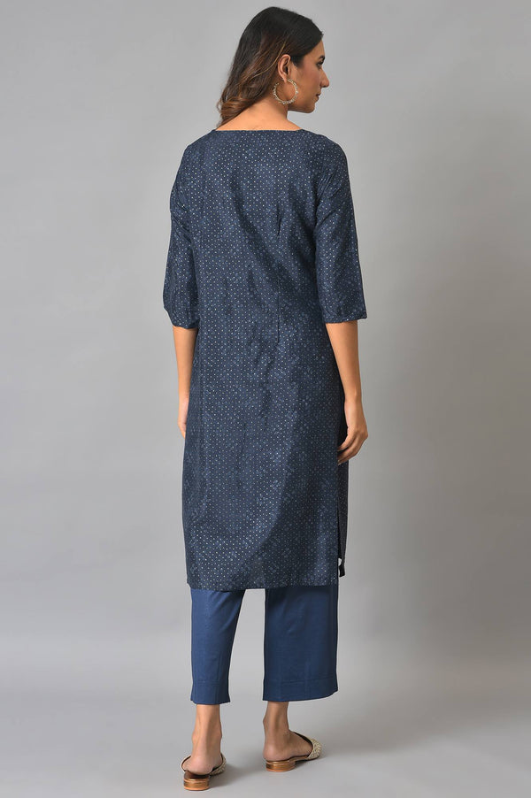 Royal Blue Mock Layered Festive Kurta