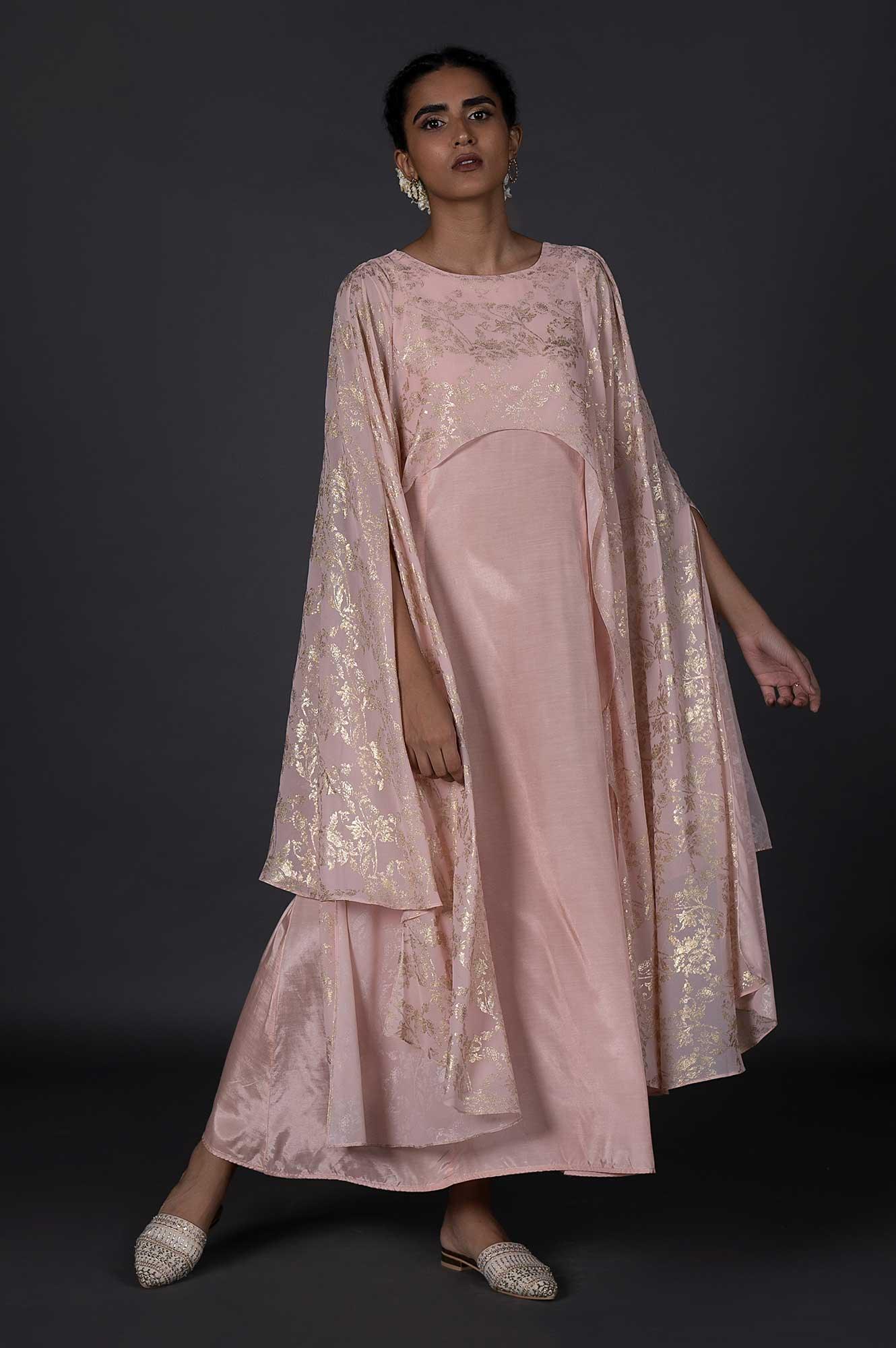Light Pink Dupatta Drape Dress - wforwoman