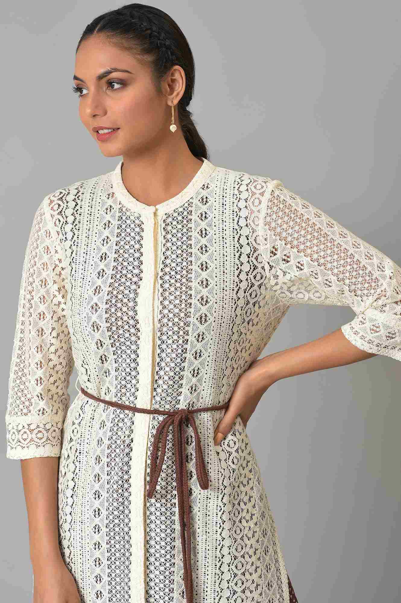 Ecru Western Lace Embroidered Jacket