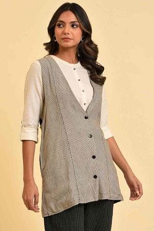 Grey Yarn Dyed Jacket - wforwoman