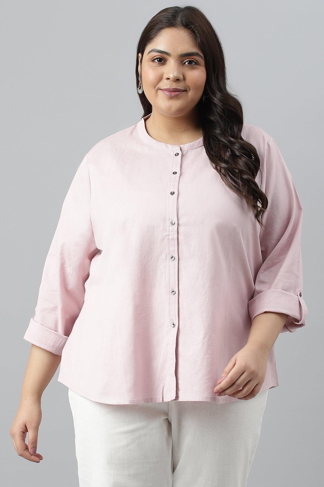 Plus Size Light Purple Button Down Western Top - wforwoman