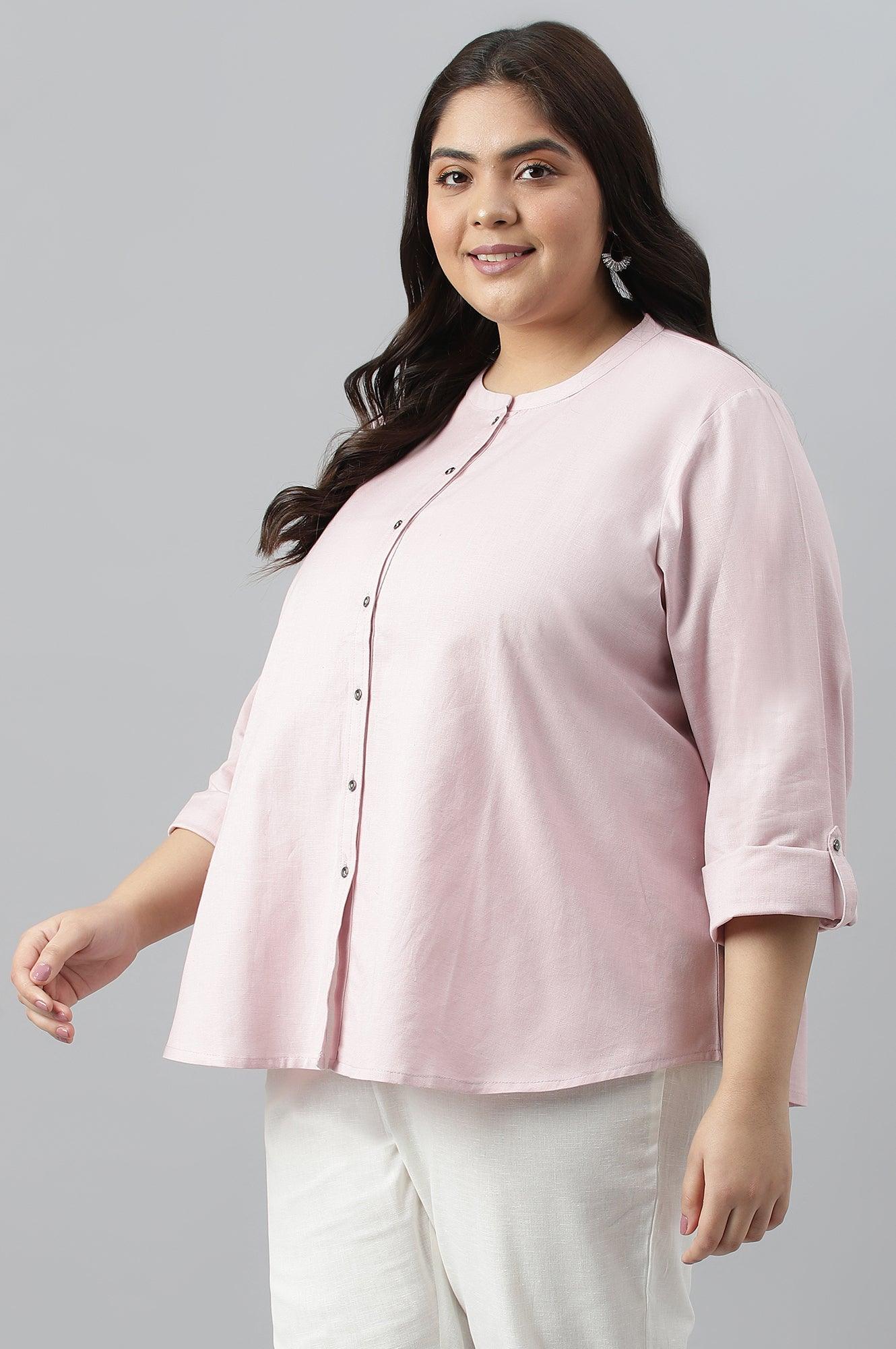 Plus Size Light Purple Button Down Western Top - wforwoman