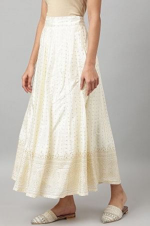 White Printed Festive Skirt