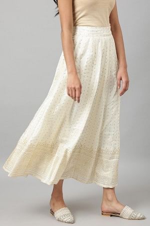 White Printed Festive Skirt