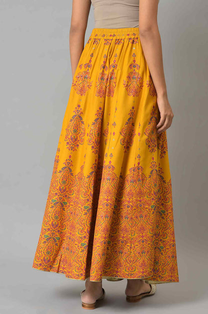 Mustard Flared Skirt With Multicoloured Floral Print