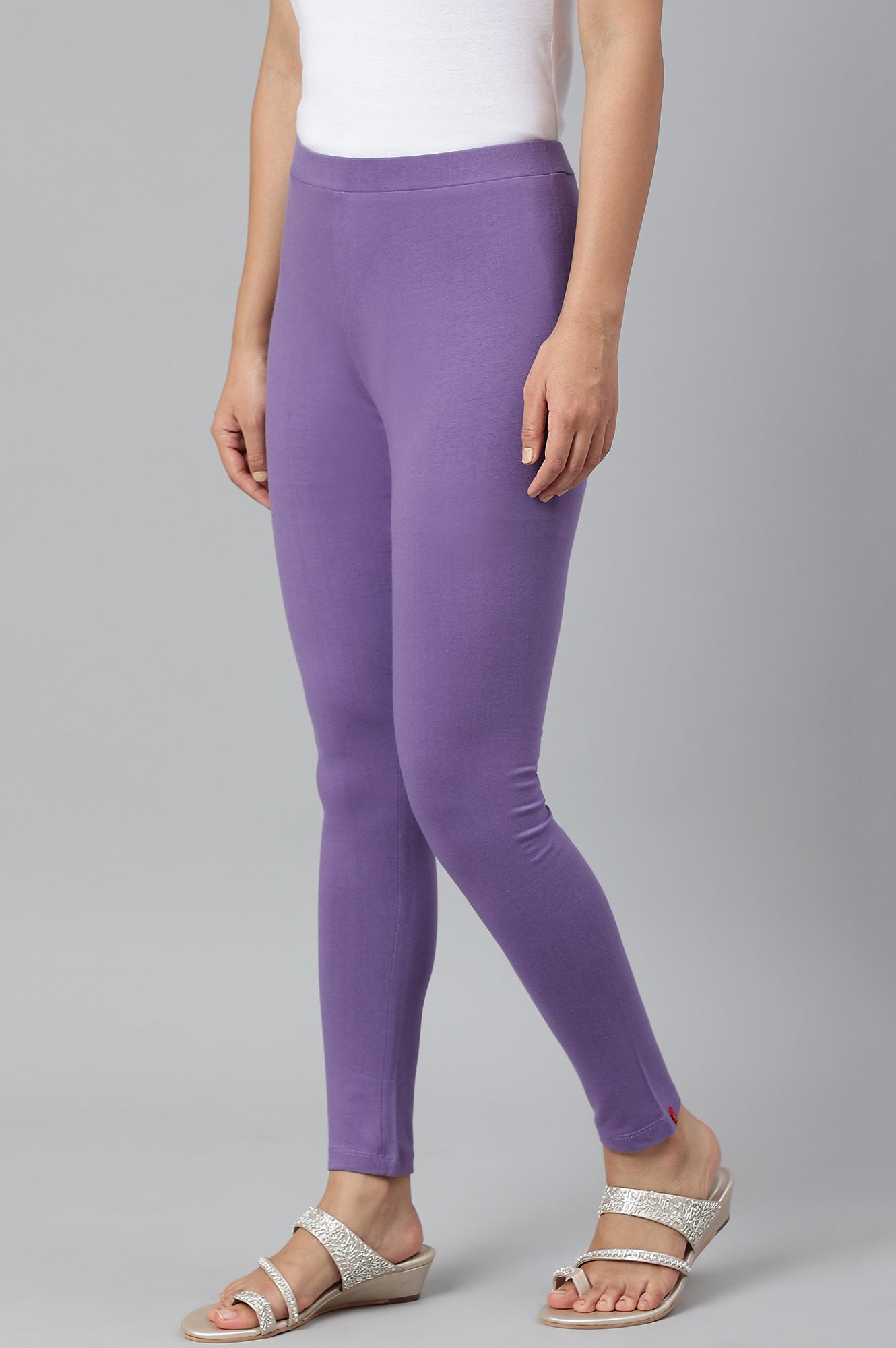 Purple Solid Knitted Women Tights