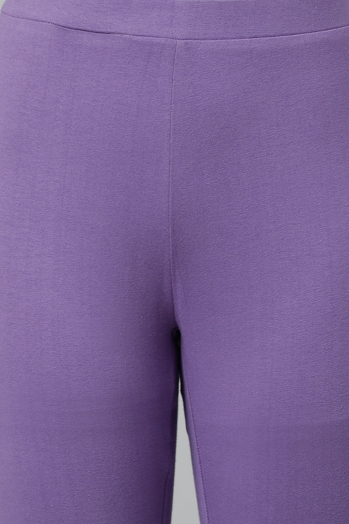 Purple Solid Knitted Women Tights