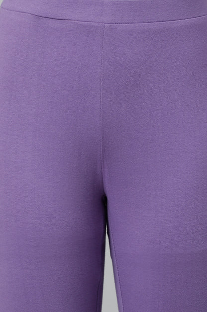 Purple Solid Knitted Women Tights