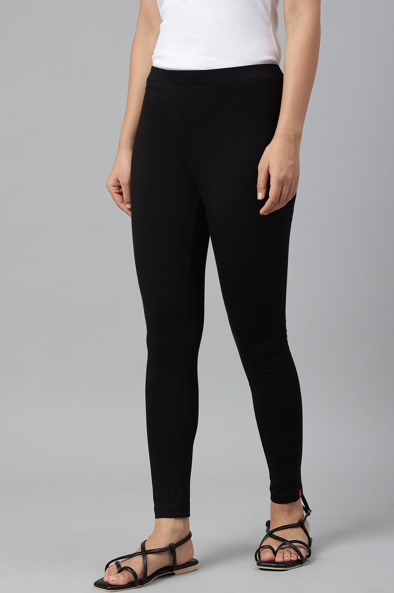 Black Knitted Cotton Lycra Tights