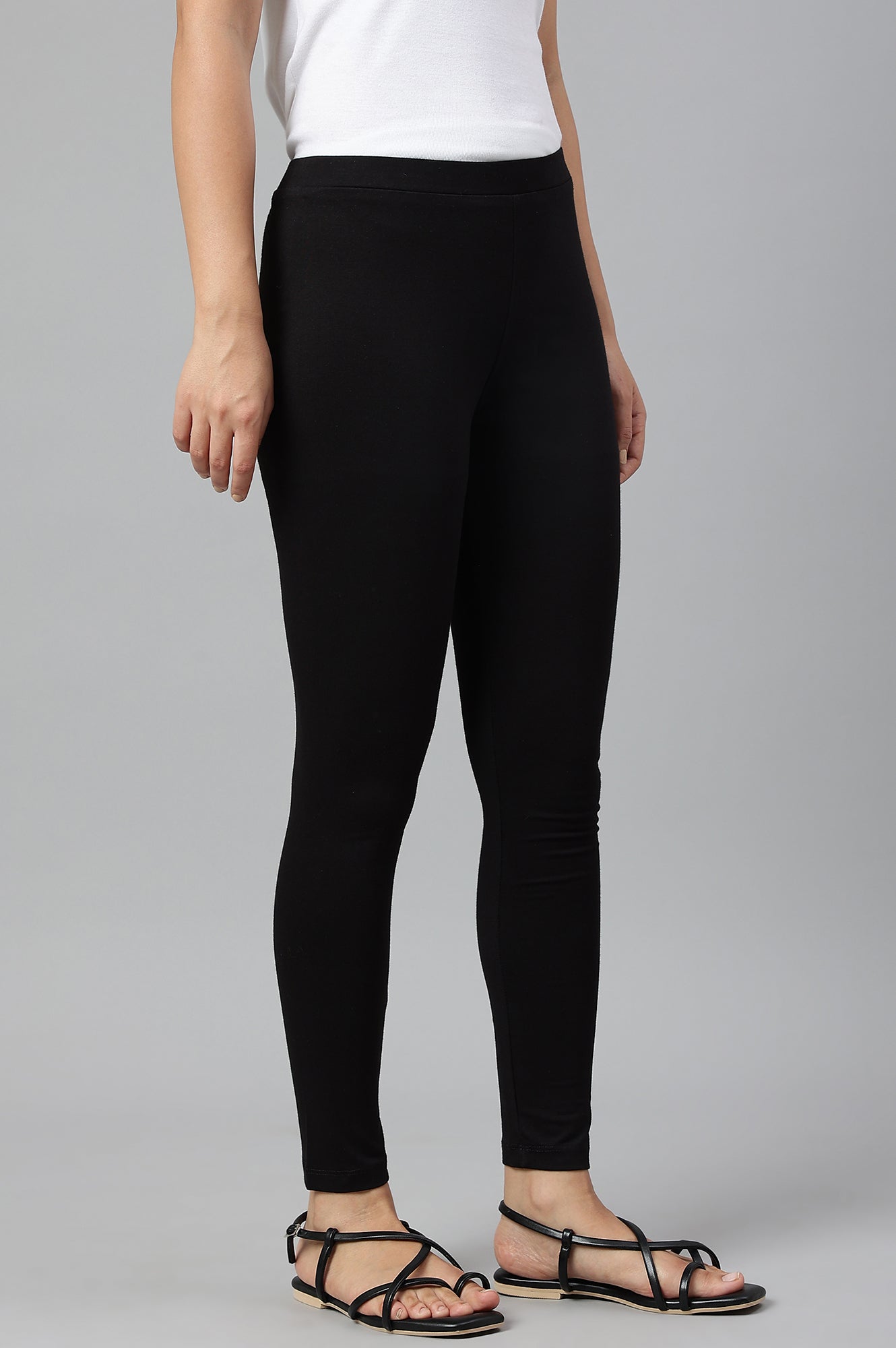 Black Knitted Cotton Lycra Tights