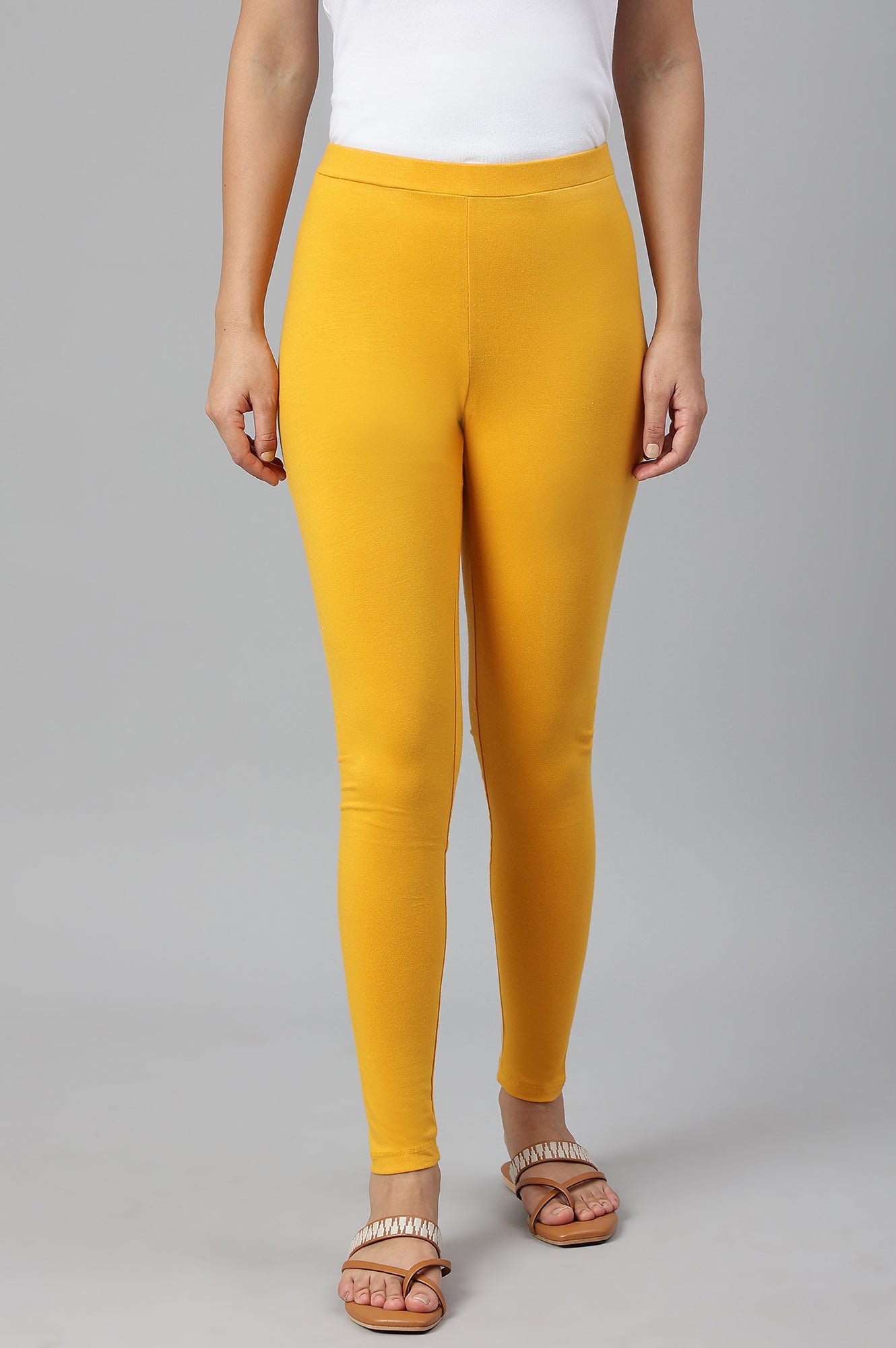 Light Yellow Cotton Jersy Lycra Tights