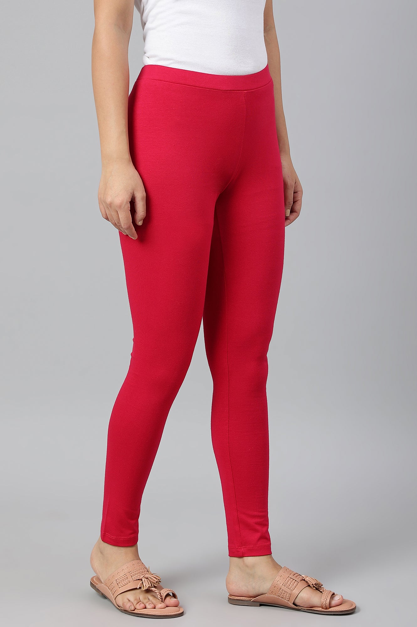 Red Knitted Cotton Lycra Tights