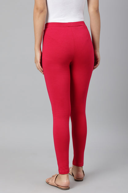 Red Knitted Cotton Lycra Tights