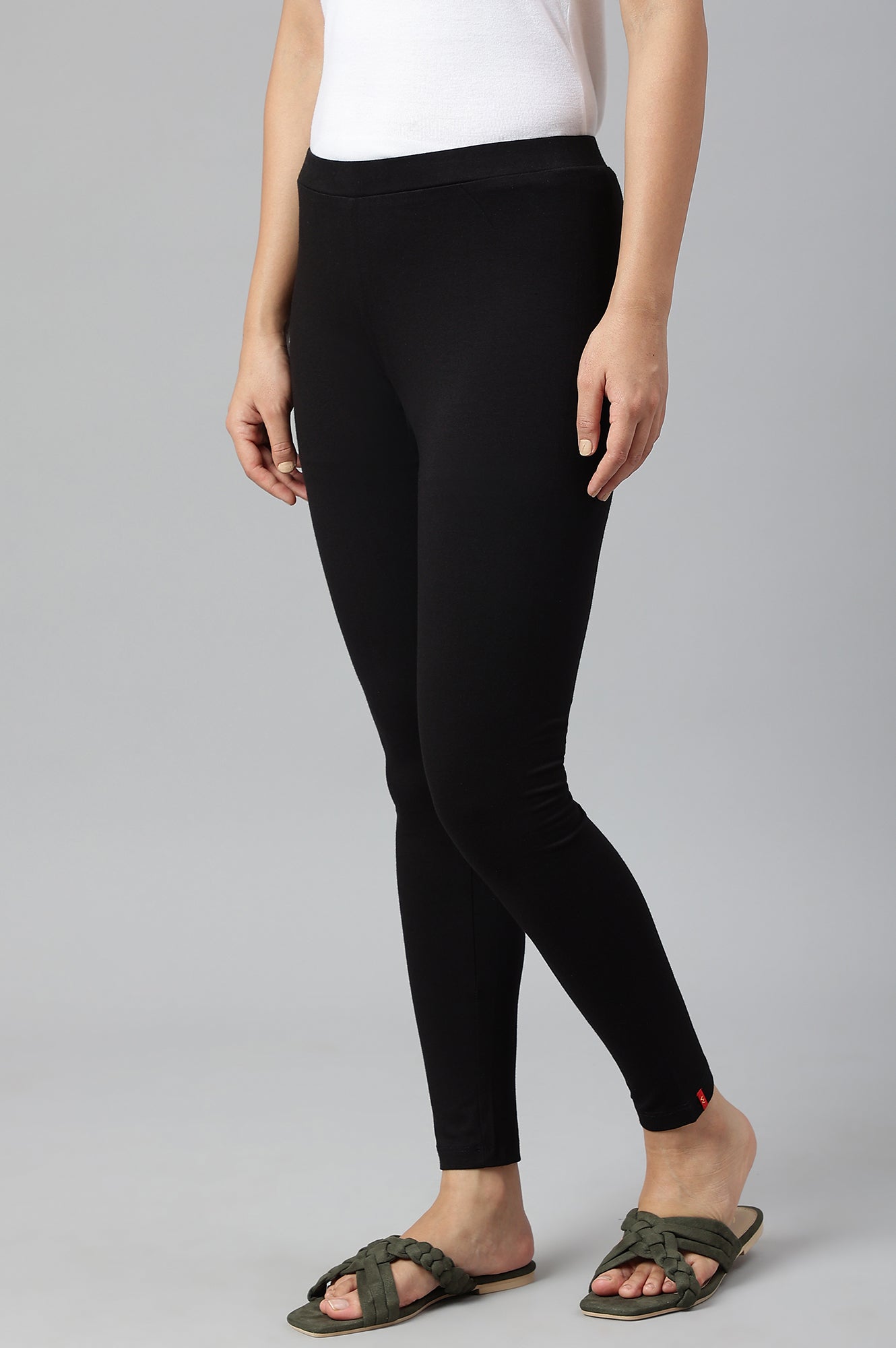 Black Knitted Cotton Lycra Tights