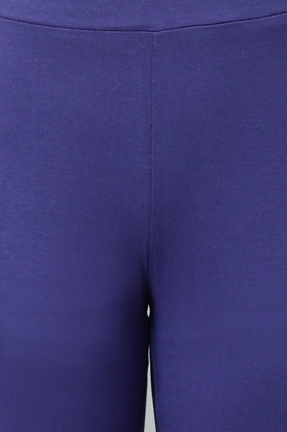 Dark Blue Solid Knitted Women Tights