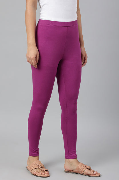 Purple Solid Knitted Women Tights