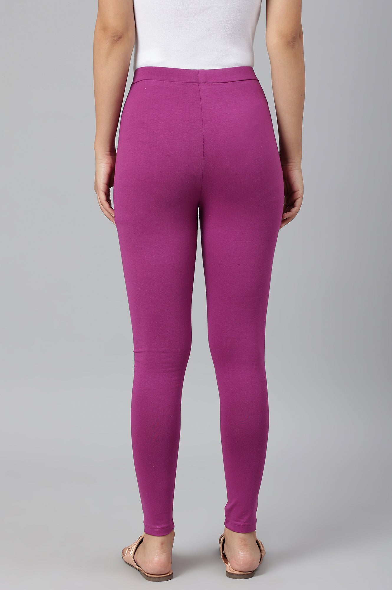 Purple Solid Knitted Women Tights