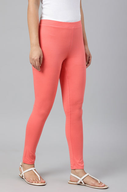 Orange Solid Knitted Women Tights