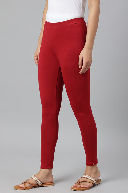 Red Knitted Cotton Lycra Tights