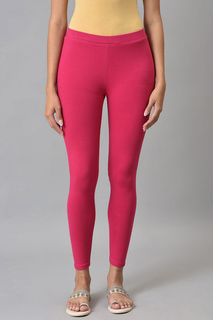 Pink Solid Knitted Women Tights