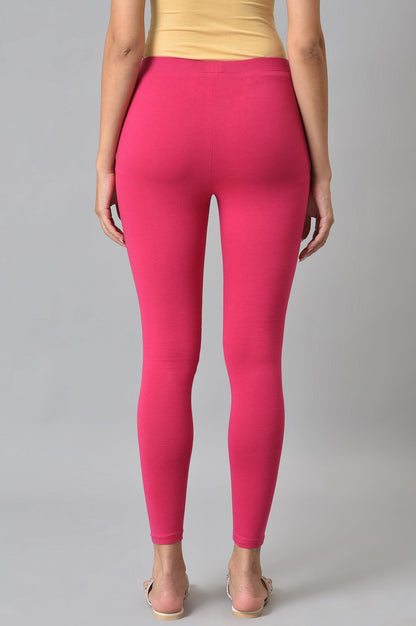 Pink Solid Knitted Women Tights