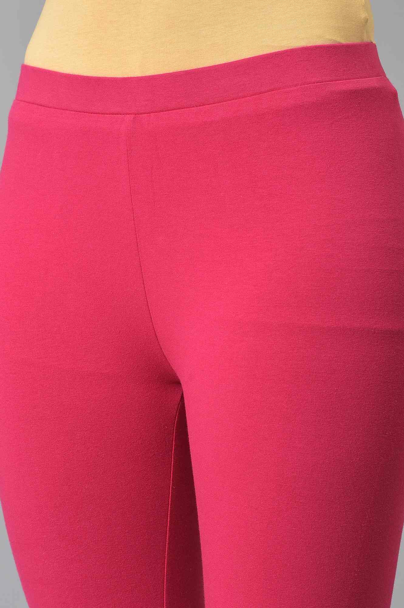 Pink Solid Knitted Women Tights