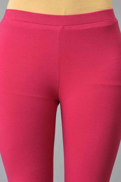 Pink Solid Knitted Women Tights