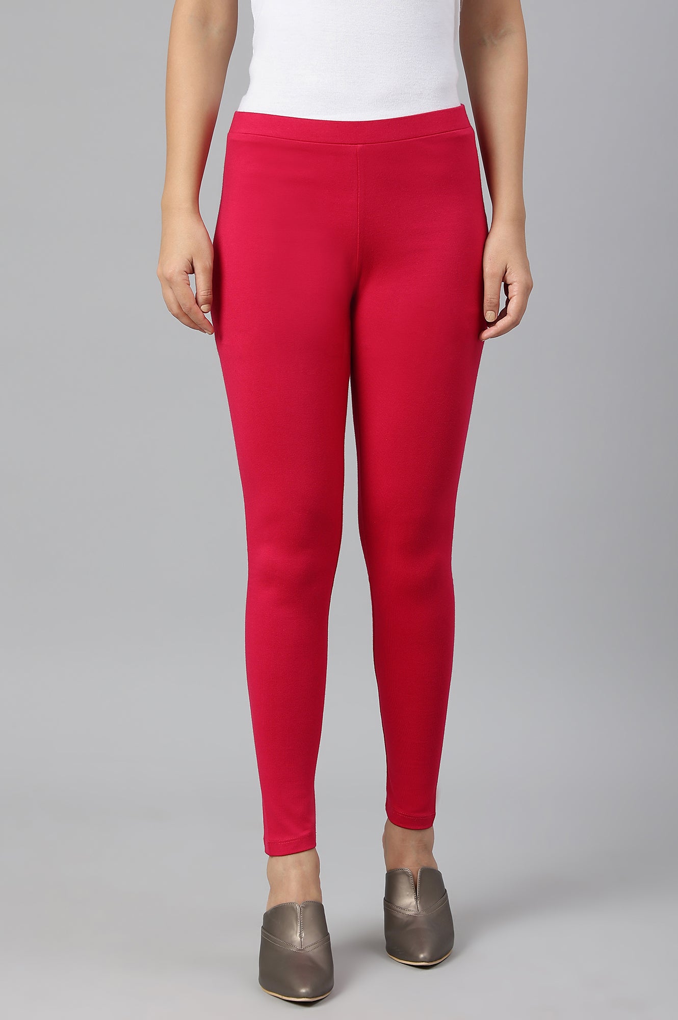 Raspberry Pink Solid Knitted Women Tights