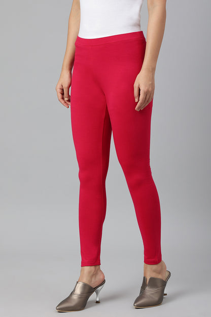 Raspberry Pink Solid Knitted Women Tights