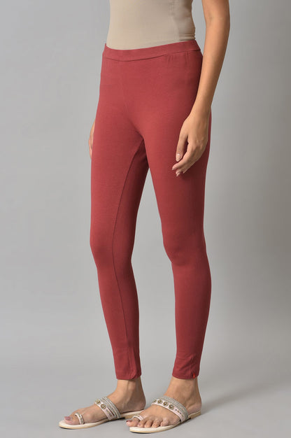 Brick Red Cotton Jersy Tights