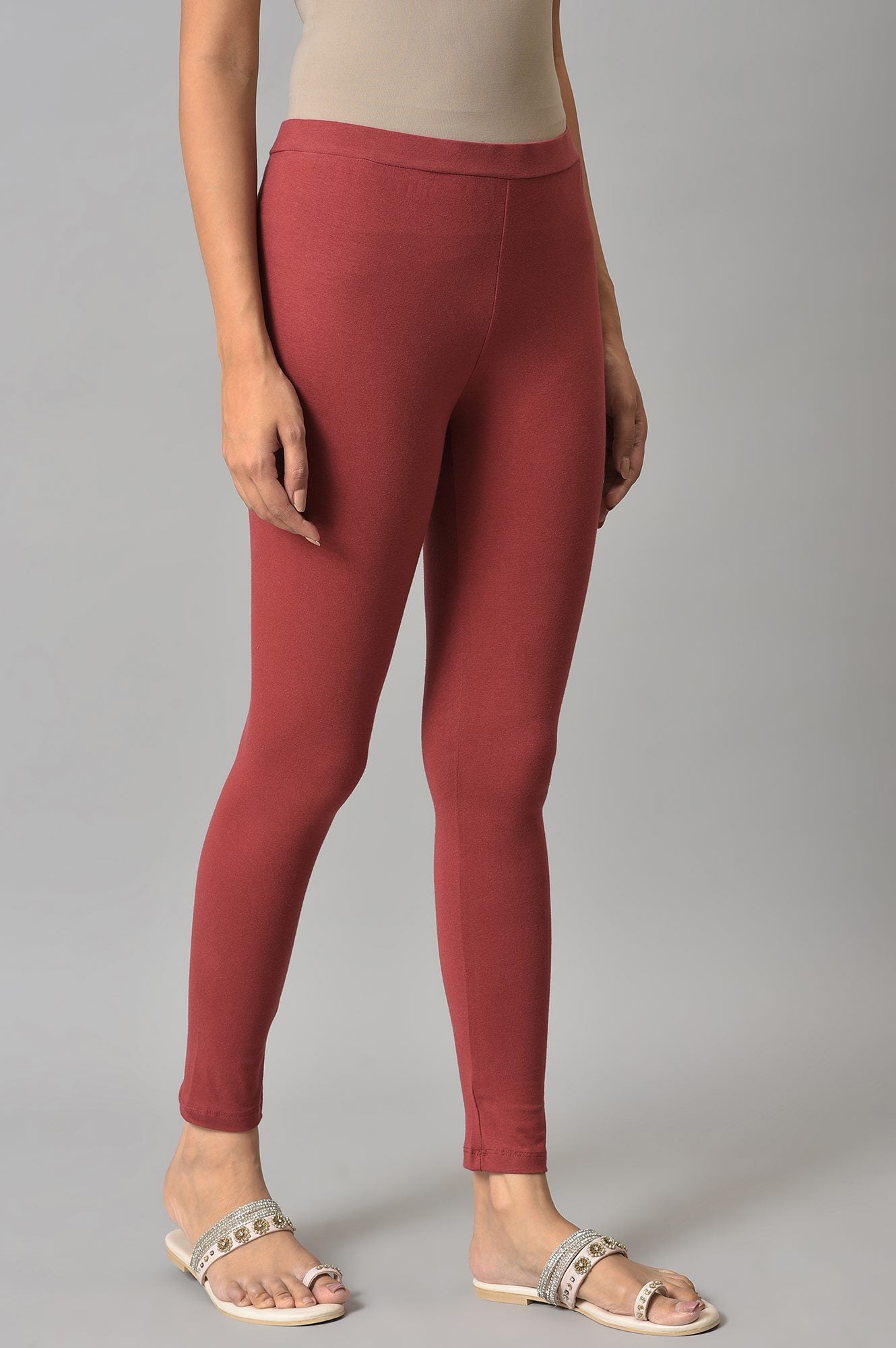 Brick Red Cotton Jersy Tights