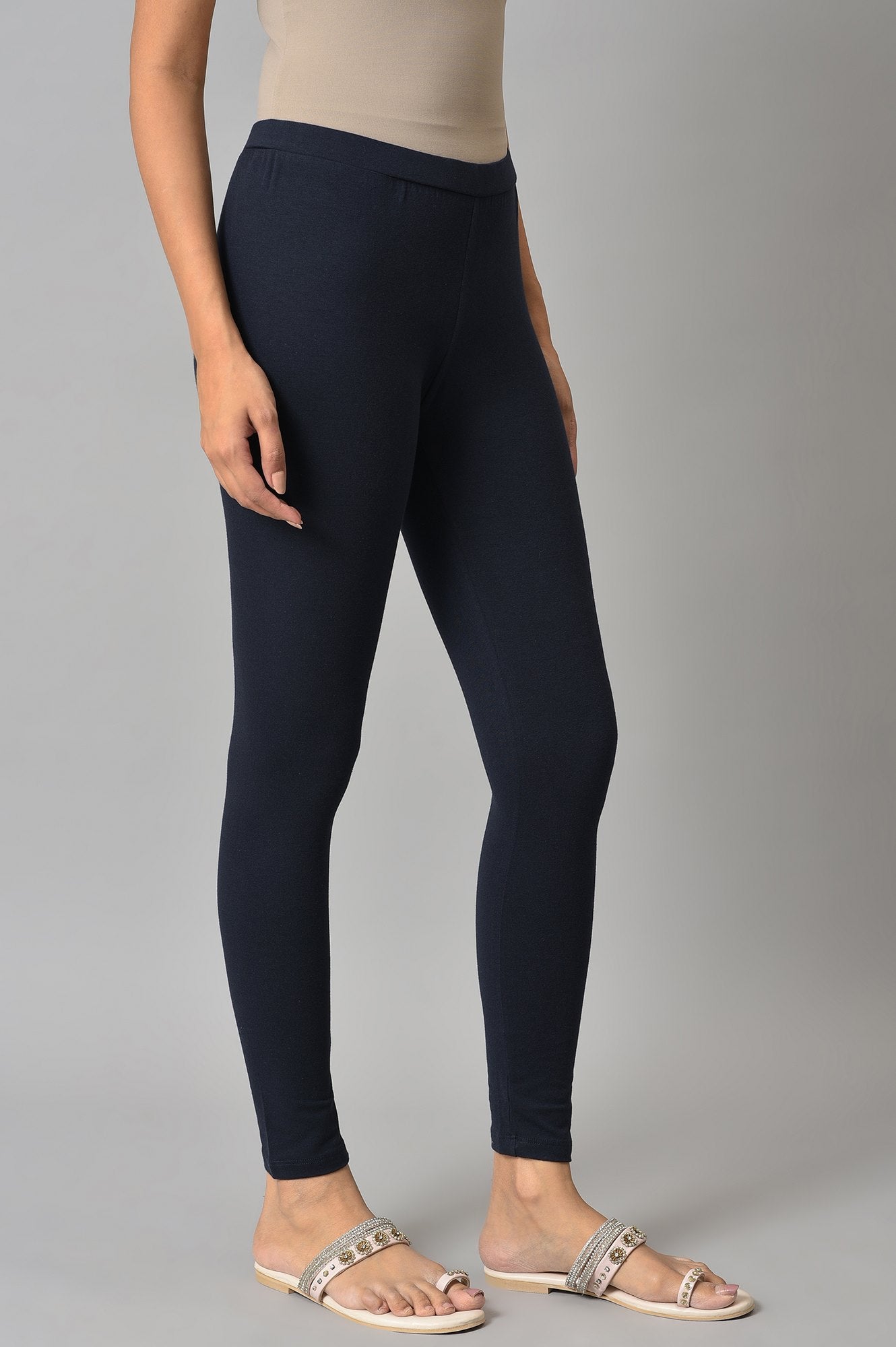 Navy Blue Cotton Jersy Tights