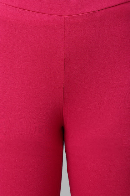 Berry Pink Solid Knitted Women Tights