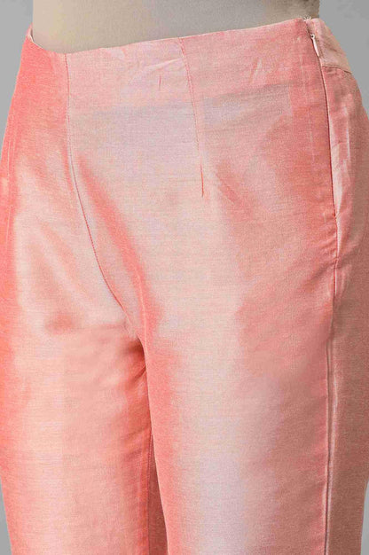 Peach Pink Solid Slim Pants - wforwoman