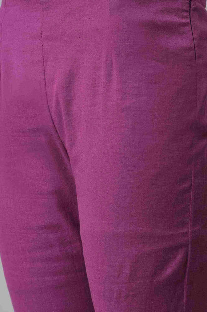 Orchid Purple Cotton Blend Slim Pants - wforwoman