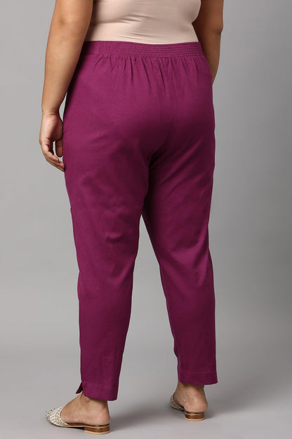 Plus Size Orchid Purple Cotton Blend Slim Pants - wforwoman