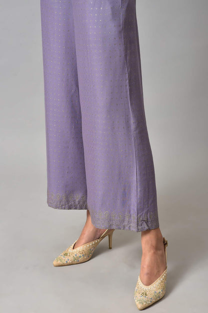 Purple Glitter Printer Pants - wforwoman