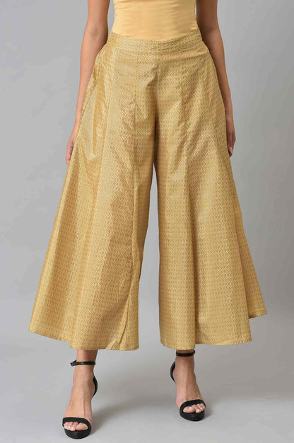 Gold Solid Poly Shantung Culottes