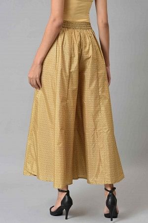 Gold Poly Shantung Plus Size Culottes