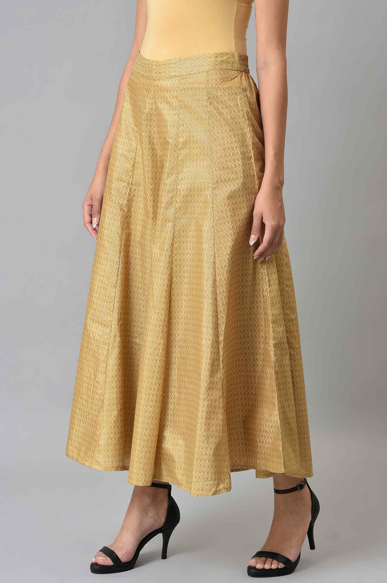 Gold Solid Poly Shantung Culottes