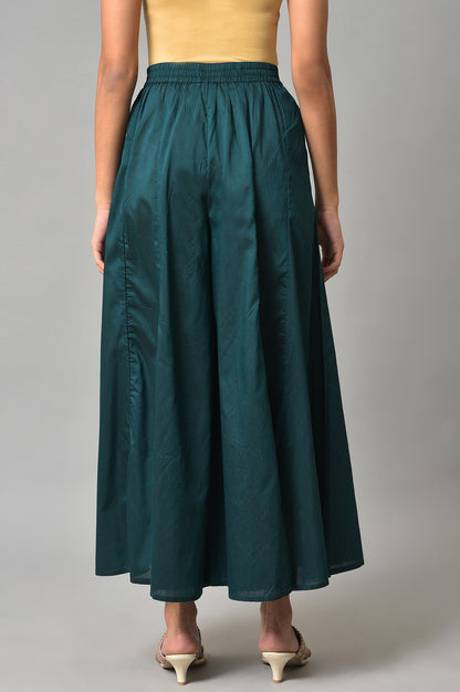 Teal Blue Solid Flared Culottes
