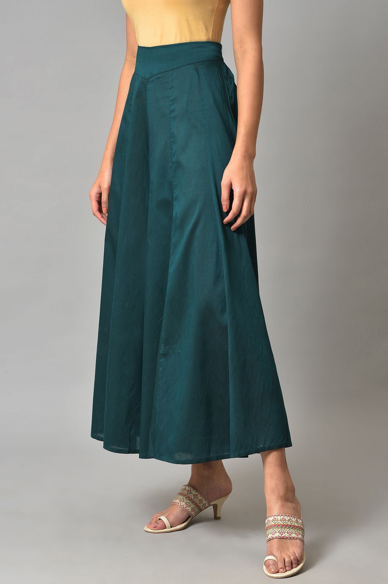 Buy Teal Blue Solid Flared Culottes @ 2299 | W for woman – wforwoman
