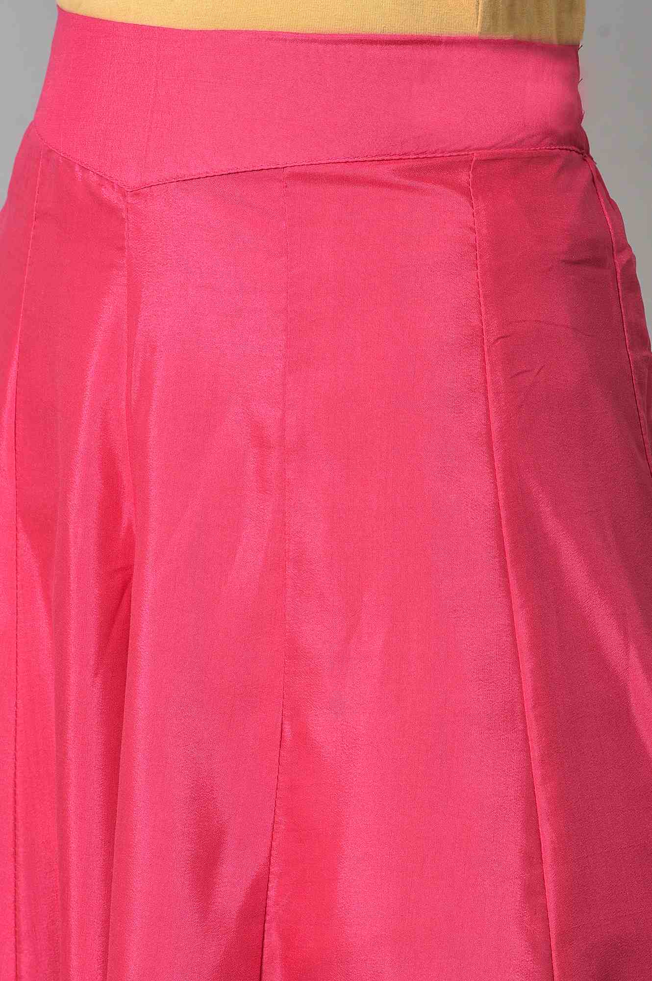 Dark Pink Poly Shantung Festive Culottes