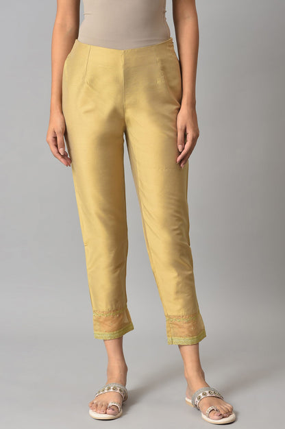 Gold Embroidered Light Festive Slim Pants