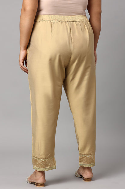 Gold Embroidered Light Festive Plus Size Slim Pants