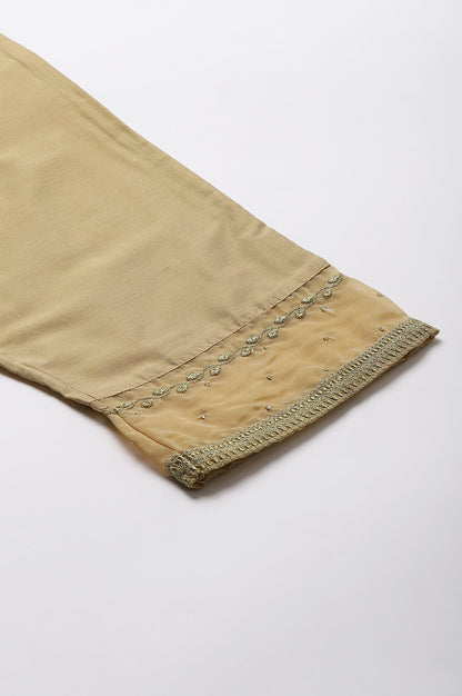 Gold Embroidered Light Festive Plus Size Slim Pants